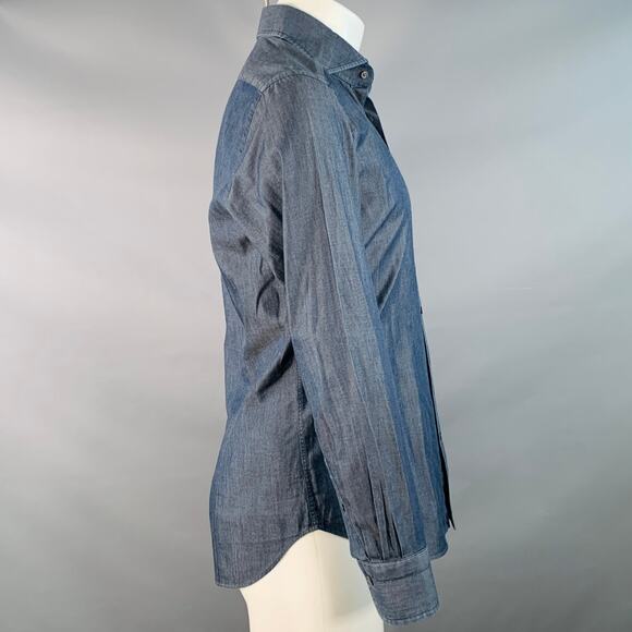 BAGUTTA Size S Grey Cotton Spread Collar Slim Fit Long Sleeve Shirt - Picture 2 of 6